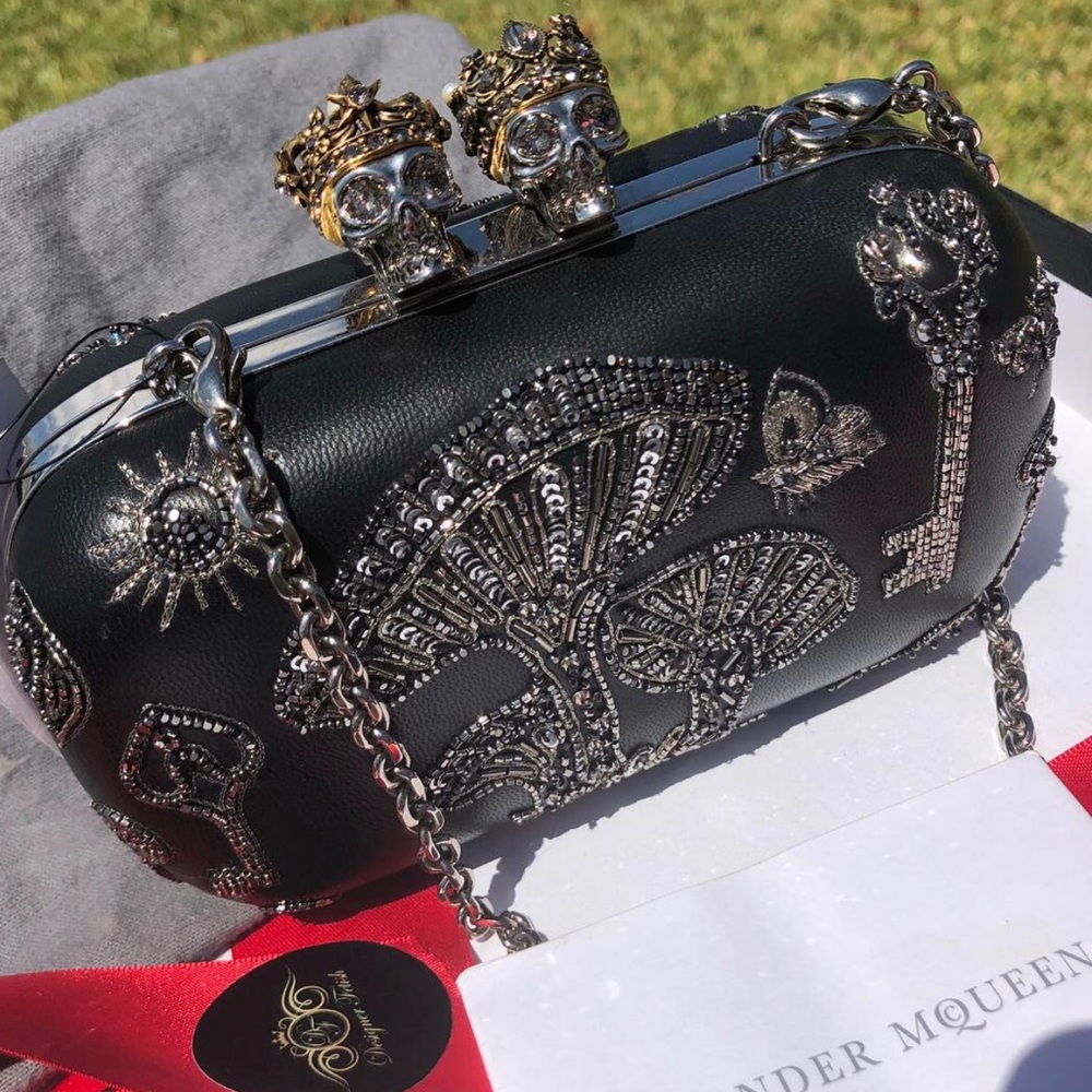 Alexander McQueen King & Queen Black Clutch